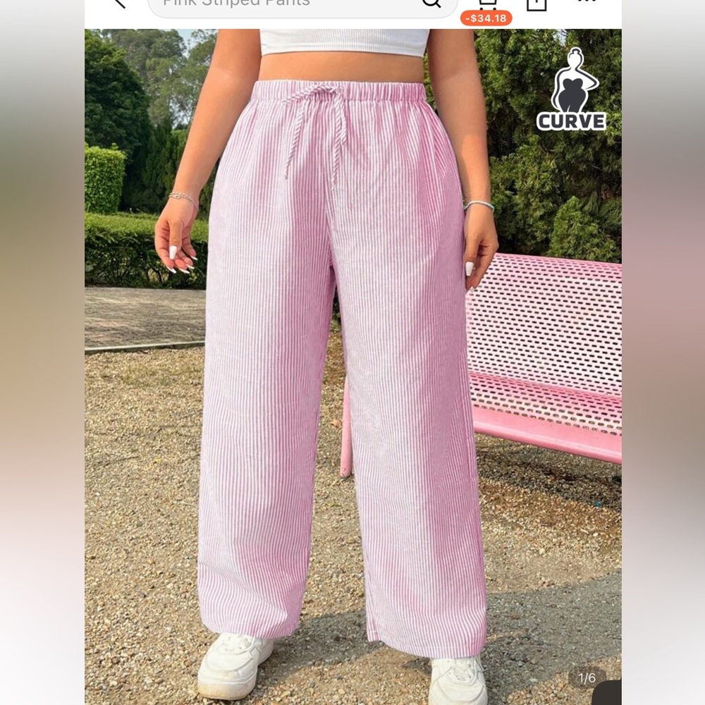 Striped Pink Wide-Leg Pants